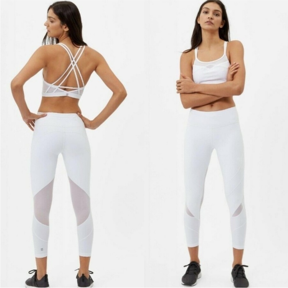 NWT Sweaty Betty Power Wetlook Mesh 7/8 Leggings White Size Small - Picture 2 of 14